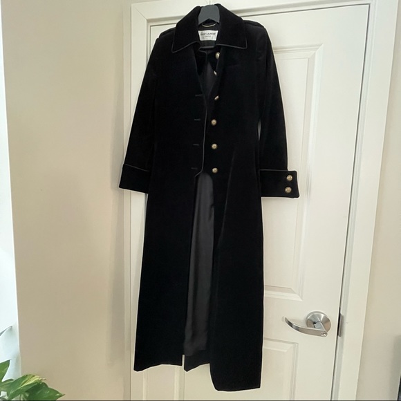 Saint Laurent black piped Velvet long jacket size 34, brand new - Picture 7 of 9